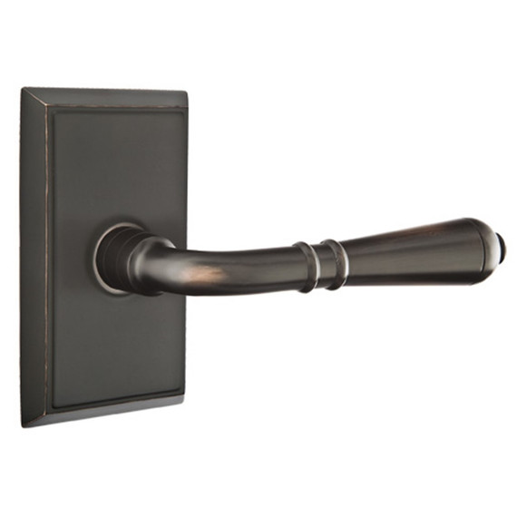 Emtek 8121-T-US10B Turino Door Lever Passage Set With Rectangular Rosette Oil Rubbed Bronze