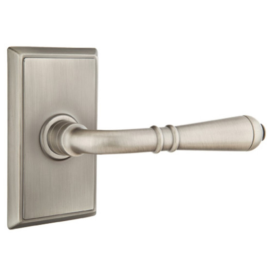 Emtek 8121-T-US15A Turino Door Lever Passage Set With Rectangular Rosette Pewter