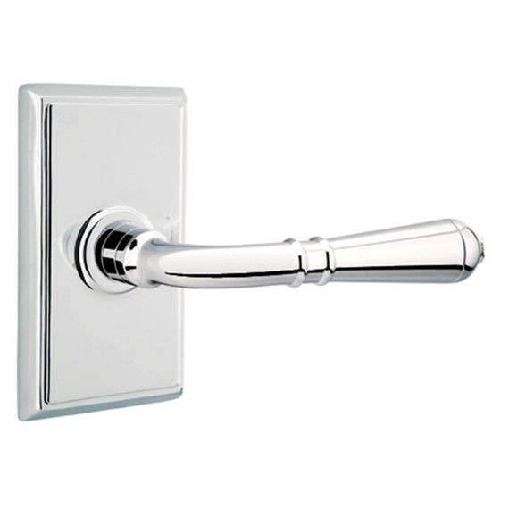 Emtek 8121-T-US26 Turino Door Lever Passage Set With Rectangular Rosette Polished Chrome