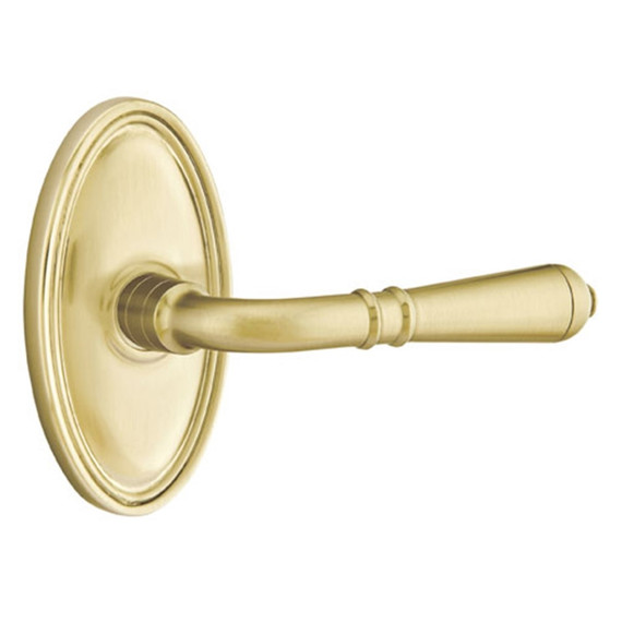 Emtek 8220-T-US4 Turino Door Lever Privacy Set With Oval Rosette Satin Brass