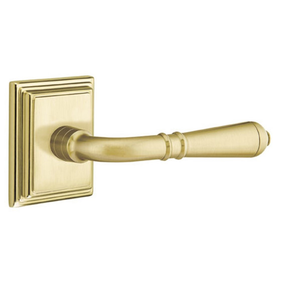 Emtek 8261-T-US4 Turino Door Lever Privacy Set With Wilshire Rosette Satin Brass