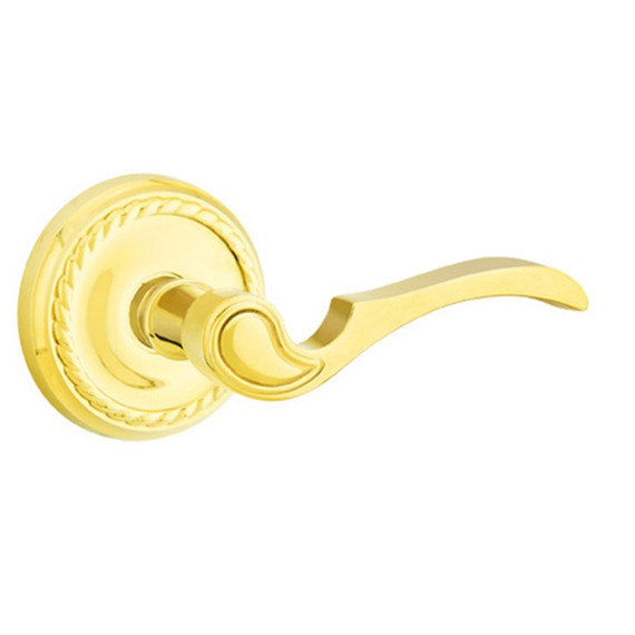 Emtek 8051-CV-US3 Coventry Door Lever Dummy Set With Rope Rosette Polished Brass