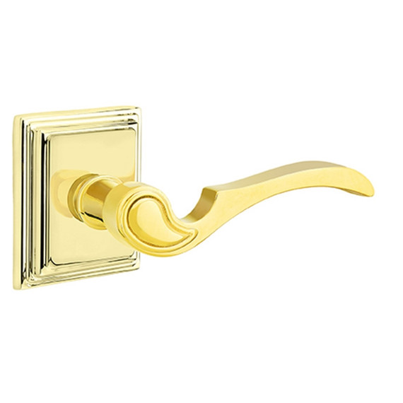 Emtek 8561-CV-US3 Coventry Door Lever Dummy Set With Wilshire Rosette Polished Brass