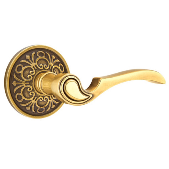 Emtek 8106-CV-US7 Coventry Door Lever Passage Set With Lancaster Rosette French Antique