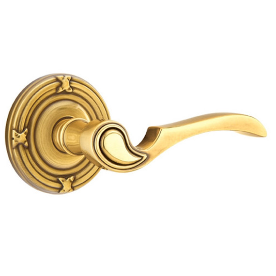 Emtek 8207-CV-US7 Coventry Door Lever Privacy Set With Ribbon & Reed Rosette French Antique