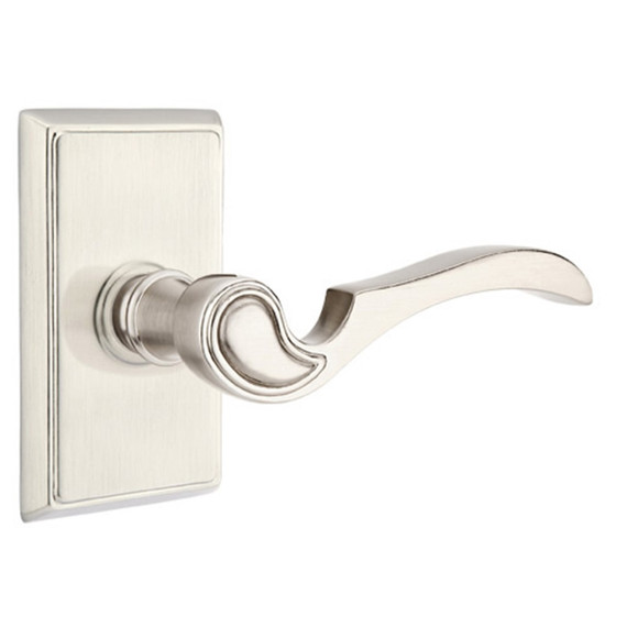 Emtek 8221-CV-US15 Coventry Door Lever Privacy Set With Rectangular Rosette Satin Nickel