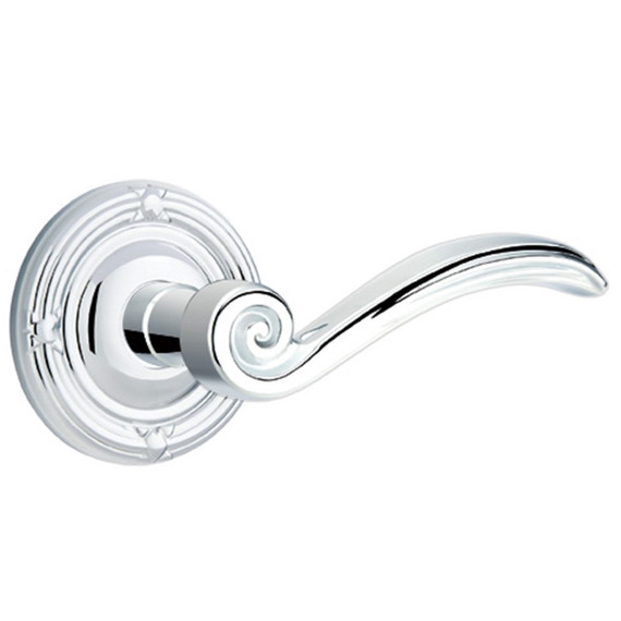 Emtek 8057-EN-US26 Elan Door Lever Dummy Set With Ribbon & Reed Rosette Polished Chrome