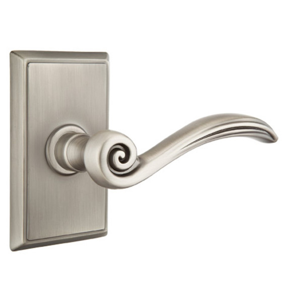 Emtek 8521-EN-US15A Elan Door Lever Dummy Set With Rectangular Rosette Pewter
