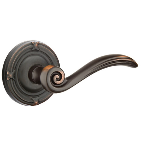 Emtek 8107-EN-US10B Elan Door Lever Passage Set With Ribbon & Reed Rosette Oil Rubbed Bronze