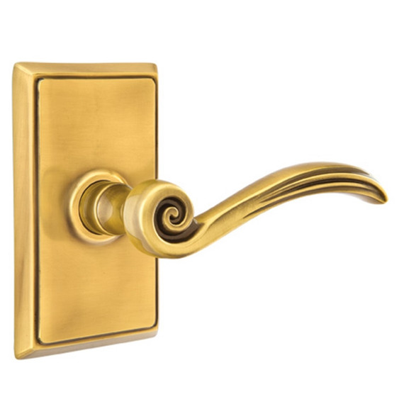 Emtek 8121-EN-US7 Elan Door Lever Passage Set With Rectangular Rosette French Antique