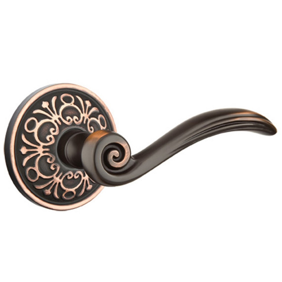 Emtek 8206-EN-US10B Elan Door Lever Privacy Set With Lancaster Rosette Oil Rubbed Bronze