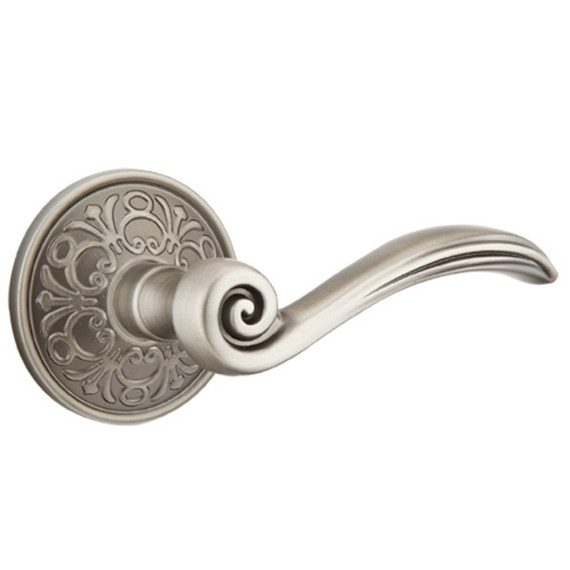 Emtek 8206-EN-US15A Elan Door Lever Privacy Set With Lancaster Rosette Pewter