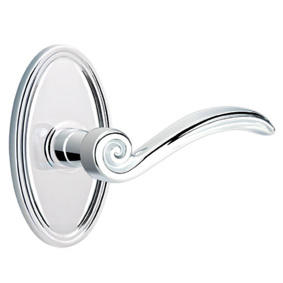 Emtek 8220-EN-US26 Elan Door Lever Privacy Set With Oval Rosette Polished Chrome