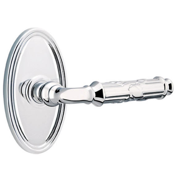 Emtek 8520-RBL-US26 Ribbon & Reed Door Lever Dummy Set With Oval Rosette Polished Chrome