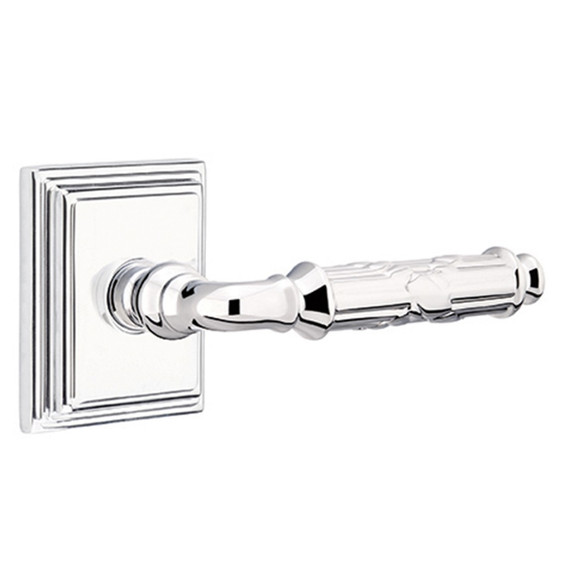 Emtek 8561-RBL-US26 Ribbon & Reed Door Lever Dummy Set With Wilshire Rosette Polished Chrome