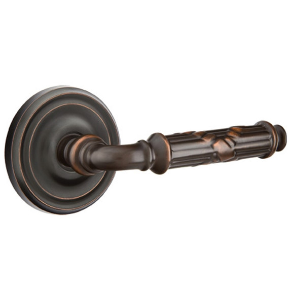 Emtek 8100-RBL-US10B Ribbon & Reed Door Lever Passage Set With Regular Rosette Oil Rubbed Bronze