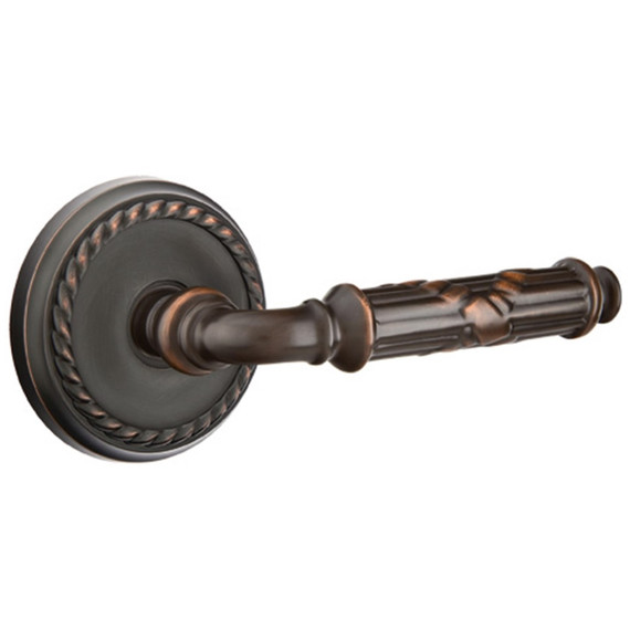 Emtek 8101-RBL-US10B Ribbon & Reed Door Lever Passage Set With Rope Rosette Oil Rubbed Bronze
