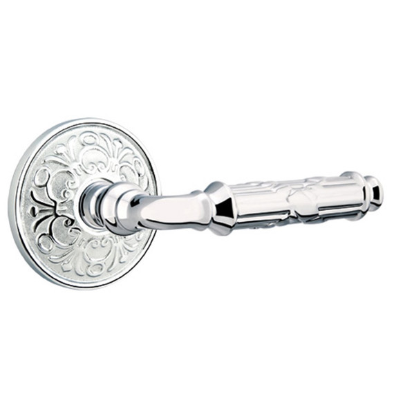 Emtek 8106-RBL-US26 Ribbon & Reed Door Lever Passage Set With Lancaster Rosette Polished Chrome
