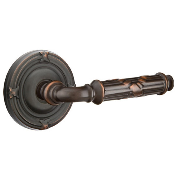 Emtek 8107-RBL-US10B Ribbon & Reed Door Lever Passage Set With Ribbon & Reed Rosette Oil Rubbed Bronze