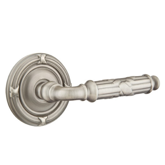 Emtek 8107-RBL-US15A Ribbon & Reed Door Lever Passage Set With Ribbon & Reed Rosette Pewter