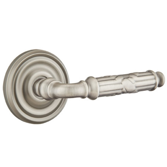 Emtek 8200-RBL-US15A Ribbon & Reed Door Lever Privacy Set With Regular Rosette Pewter