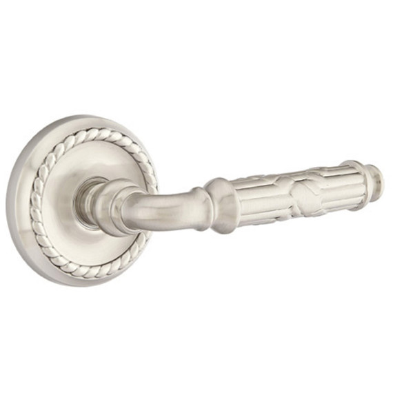 Emtek 8201-RBL-US15 Ribbon & Reed Door Lever Privacy Set With Rope Rosette Satin Nickel