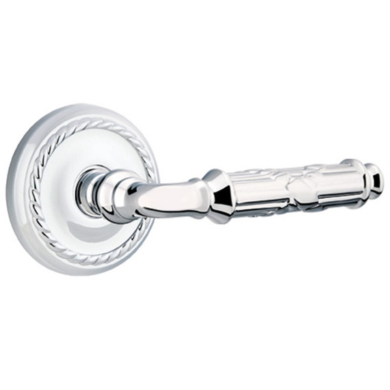 Emtek 8201-RBL-US26 Ribbon & Reed Door Lever Privacy Set With Rope Rosette Polished Chrome