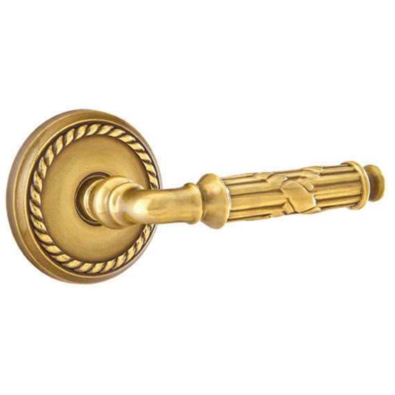 Emtek 8201-RBL-US7 Ribbon & Reed Door Lever Privacy Set With Rope Rosette French Antique