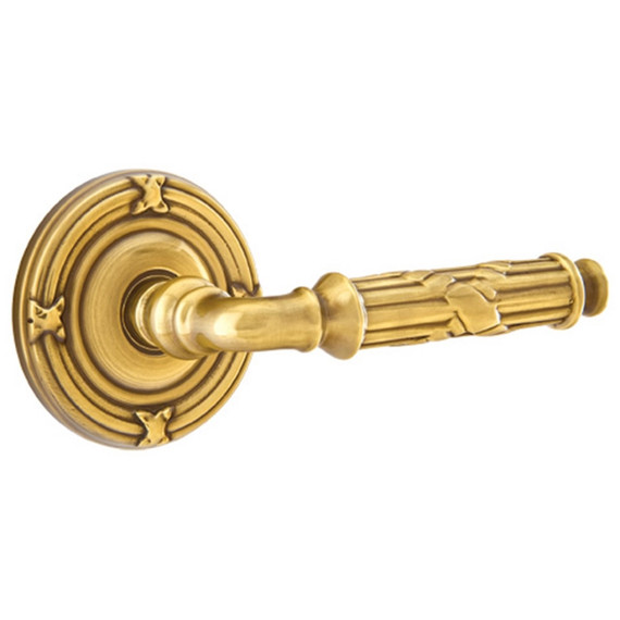 Emtek 8207-RBL-US7 Ribbon & Reed Door Lever Privacy Set With Ribbon & Reed Rosette French Antique