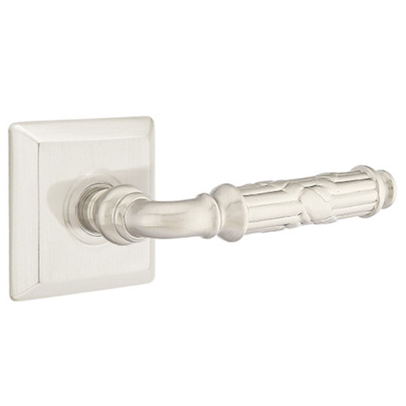 Emtek 8231-RBL-US15 Ribbon & Reed Door Lever Privacy Set With Quincy Rosette Satin Nickel
