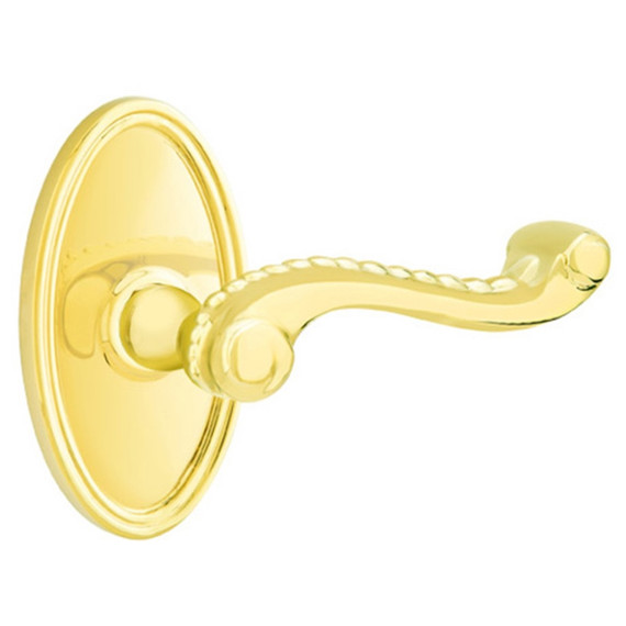 Emtek 8120-RL-US3 Rope Door Lever Passage Set With Oval Rosette Polished Brass