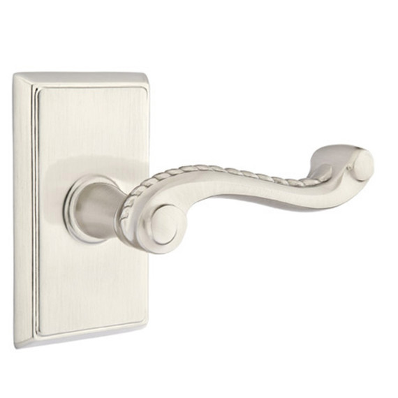Emtek 8121-RL-US15 Rope Door Lever Passage Set With Rectangular Rosette Satin Nickel