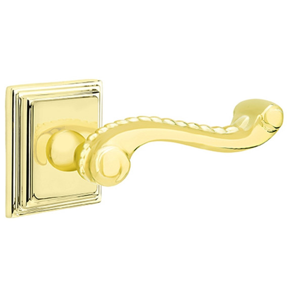 Emtek 8161-RL-US3 Rope Door Lever Passage Set With Wilshire Rosette Polished Brass