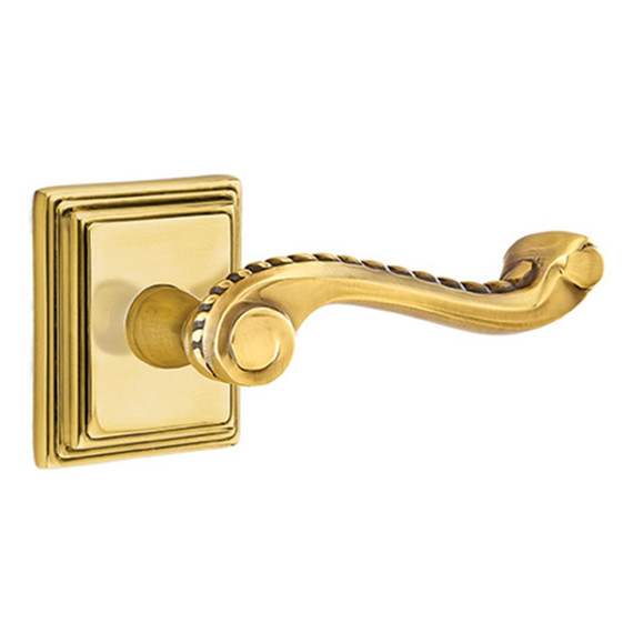 Emtek 8161-RL-US7 Rope Door Lever Passage Set With Wilshire Rosette French Antique