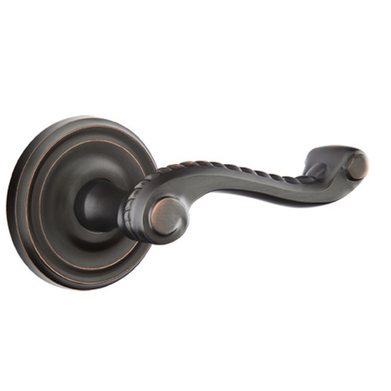 Emtek 8200-RL-US10B Rope Door Lever Privacy Set With Regular Rosette Oil Rubbed Bronze