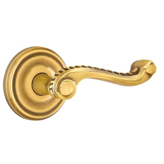 Emtek 8201-RL-US7 Rope Door Lever Privacy Set With Rope Rosette French Antique
