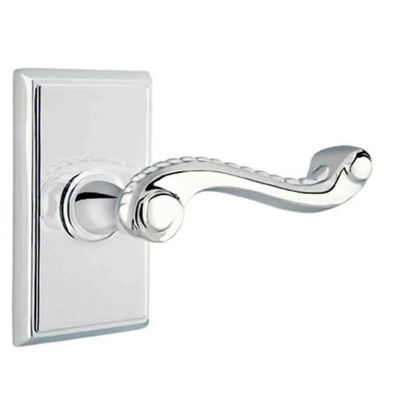 Emtek 8221-RL-US26 Rope Door Lever Privacy Set With Rectangular Rosette Polished Chrome