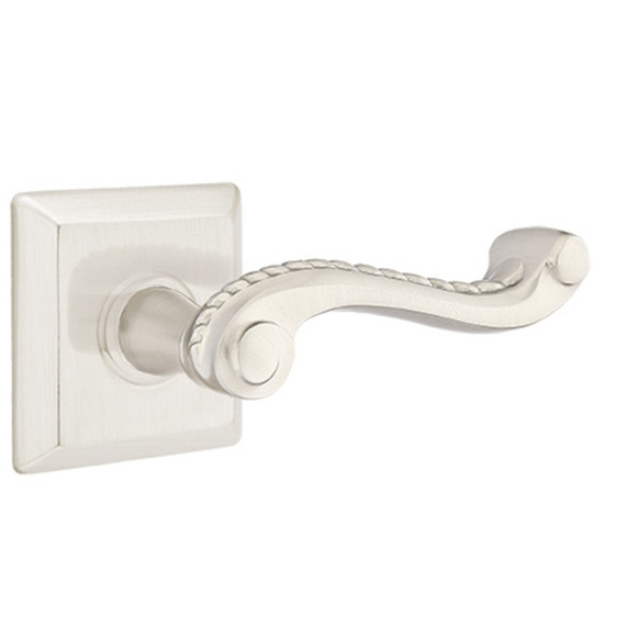 Emtek 8231-RL-US15 Rope Door Lever Privacy Set With Quincy Rosette Satin Nickel