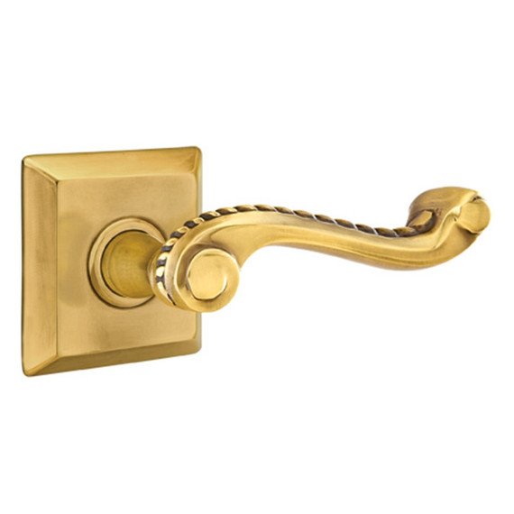 Emtek 8231-RL-US7 Rope Door Lever Privacy Set With Quincy Rosette French Antique