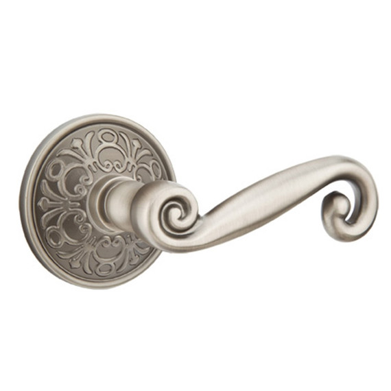 Emtek 8056-R-US15A Rustic Door Lever Dummy Set With Lancaster Rosette Pewter