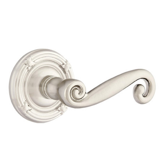 Emtek 8107-R-US15 Rustic Door Lever Passage Set With Ribbon & Reed Rosette Satin Nickel