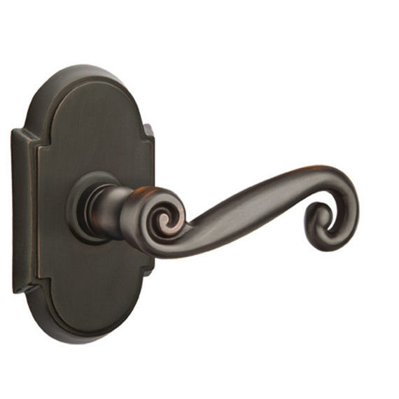 Emtek 8108-R-US10B Rustic Door Lever Passage Set With #8 Rosette Oil Rubbed Bronze