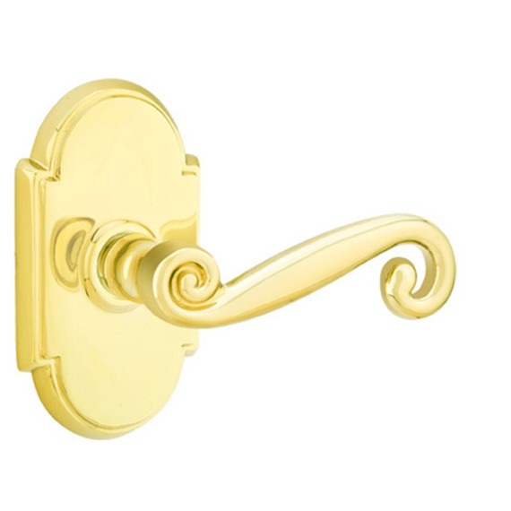 Emtek 8108-R-US3 Rustic Door Lever Passage Set With #8 Rosette Polished Brass