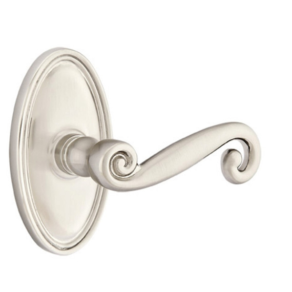 Emtek 8120-R-US15 Rustic Door Lever Passage Set With Oval Rosette Satin Nickel
