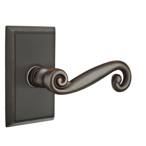 Emtek 8121-R-US10B Rustic Door Lever Passage Set With Rectangular Rosette Oil Rubbed Bronze