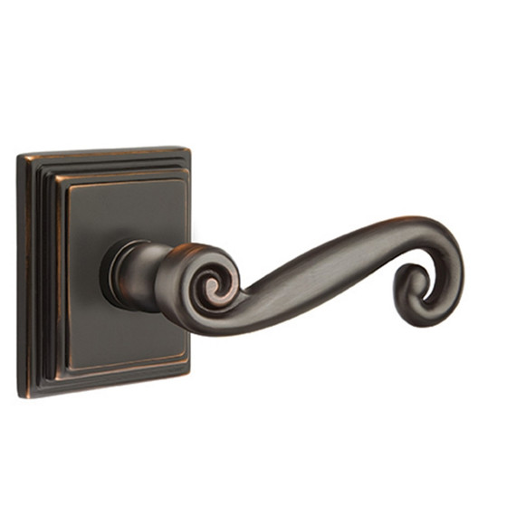 Emtek 8161-R-US10B Rustic Door Lever Passage Set With Wilshire Rosette Oil Rubbed Bronze