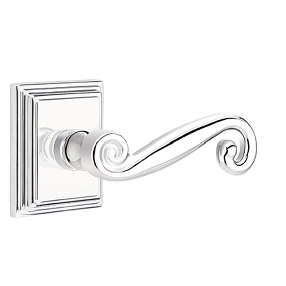 Emtek 8161-R-US26 Rustic Door Lever Passage Set With Wilshire Rosette Polished Chrome