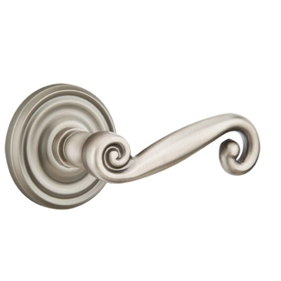 Emtek 8200-R-US15A Rustic Door Lever Privacy Set With Regular Rosette Pewter