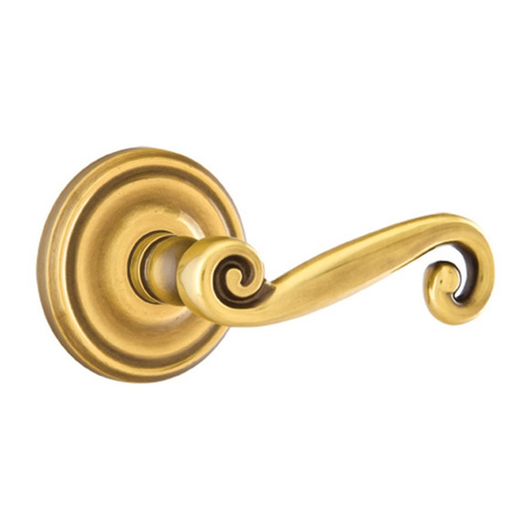 Emtek 8200-R-US7 Rustic Door Lever Privacy Set With Regular Rosette French Antique