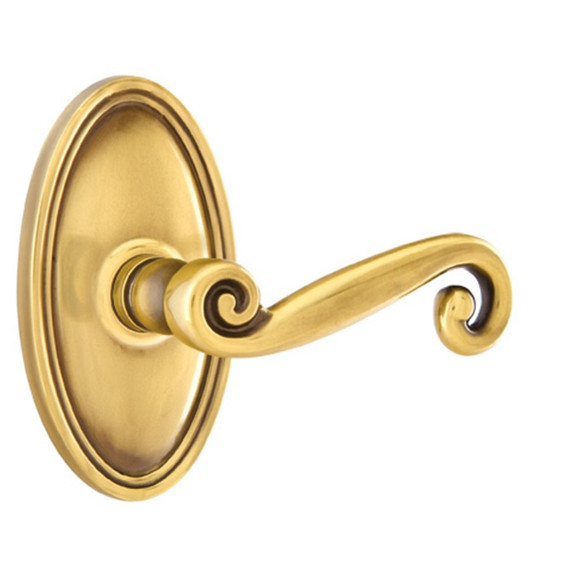 Emtek 8220-R-US7 Rustic Door Lever Privacy Set With Oval Rosette French Antique